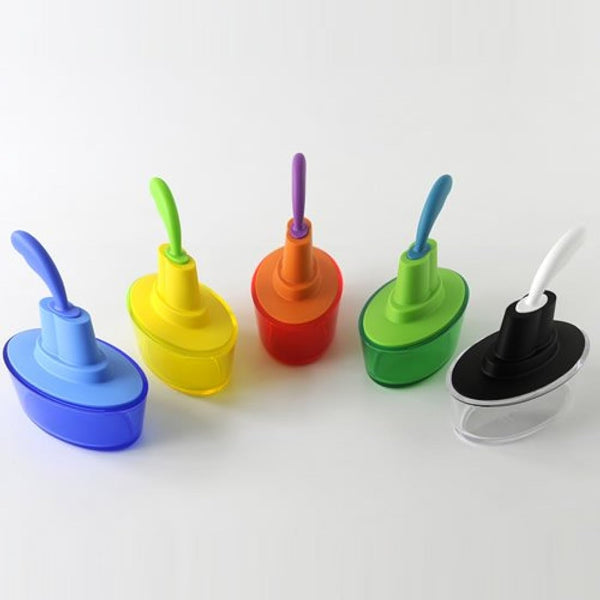 Alessi Ship Shape Container with Small Spatula in 18/10 Stainless Steel and Thermoplastic Resin, Black, 15,5cm