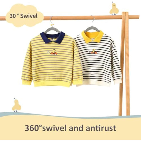 ManGotree 35cm Premium Kids Velvet Hangers, Ultra-thin Children's Clothes Hangers with 360° Swivel Hook, Non-slip Felt Hangers for Youth, Sturdy (32 Pack, Grey)