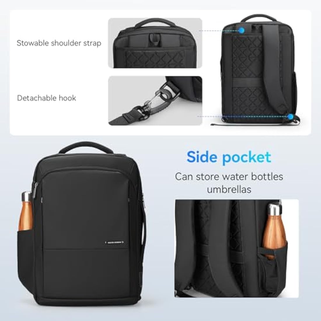 MARK RYDEN 3 in 1 Laptop Backpack for Men, 15.6 Inch Business Handbag, Briefcase, Lightweight Sling Bag With USB Port