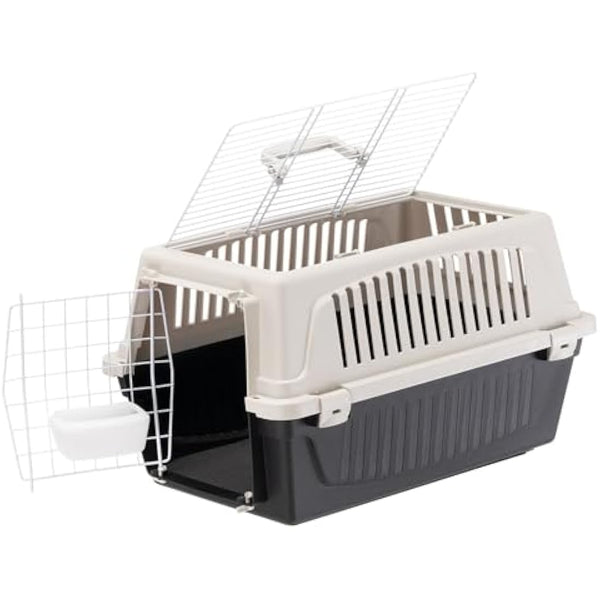 Ferplast Cat Carrier Small Dog Carrier, Double Opening, Secure, Practical, Easy to Clean, Durable Pet Travel Box up to 5 Kg, Includes Cushion, 48 x 32.5 x h 29 cm.