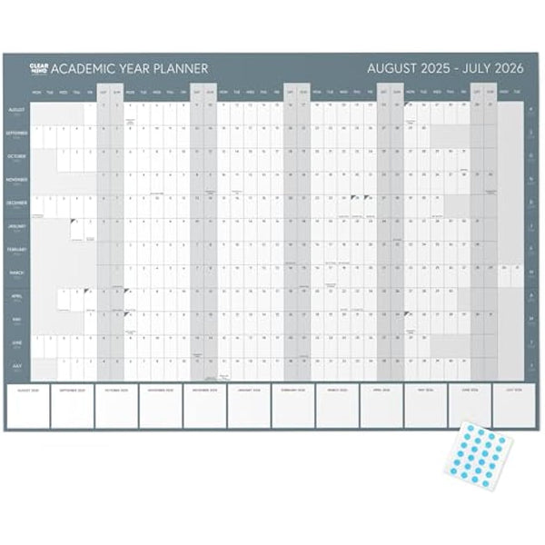 Academic Wall Planner 2025-2026 by Clear Mind Concepts® - A1 Wall Planner Folded (59.4 x 84.1cm) for Students, Teachers, and Professionals with Monthly Planning