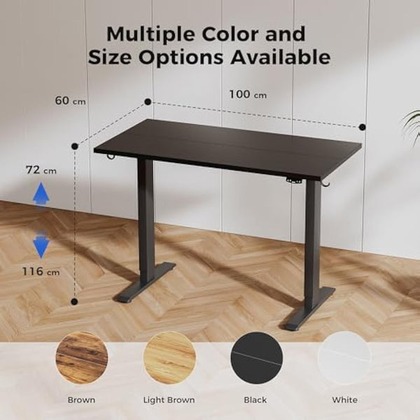 Agilestic Electric Standing Desk, 100 x 60 cm Height Adjustable Sit Stand Desk with Splice Board and Memory Smart Pannel, Home Office Desks, Black