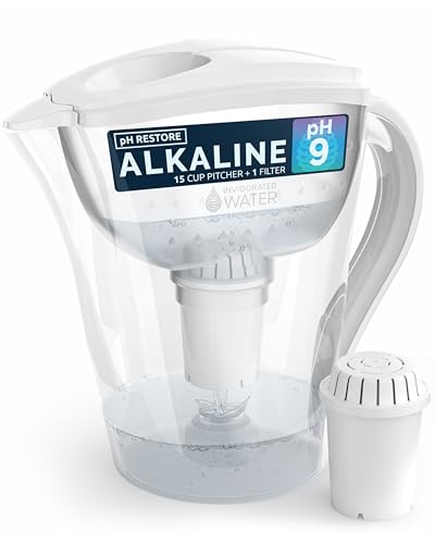 Invigorated Living Alkaline Water Filter Jug - Long-Life Filtration System - Purifies and Restores pH Balance - Invigorated Living with Alkaline Water Filter Pitcher - Fluoride Water Filter - 3.5L