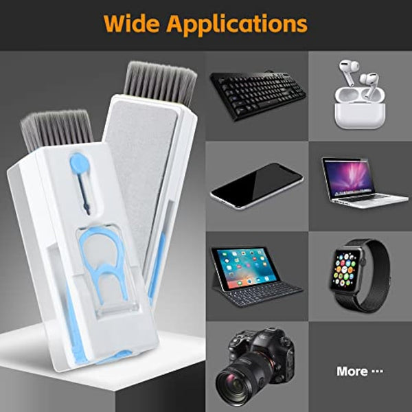 Alyvisun 11 in 1 Laptop Cleaning Kit, Multifunctional Keyboard Cleaner Brush with Keycap Puller, for Tablet, Earphones, Computer, Blue