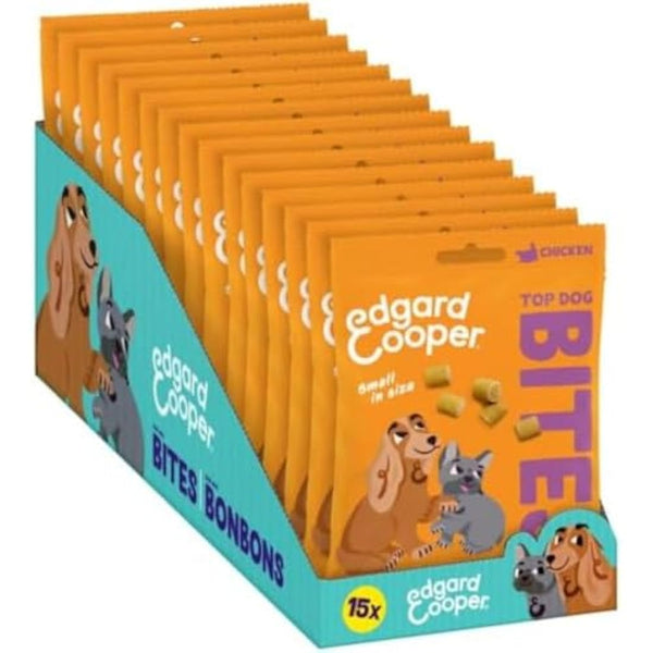 Edgard Cooper Natural Dog Treats - Chicken Top Dog Bites (Small) - (15 x 50g bag), Grain Free, High in Protein & fresh meat, full of essential amino acids for healthy insides