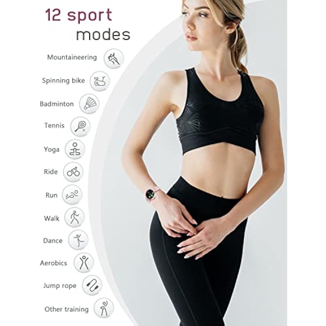 SHANG WING Lynn Smartwatches for Women,1.1inch Display Screen Fitness Watch for Women,Small Stylish Smart Watch with Pedometer Sleep Monitor SpO2-Monitor Heart Rate Fitness Watch for Android iOS