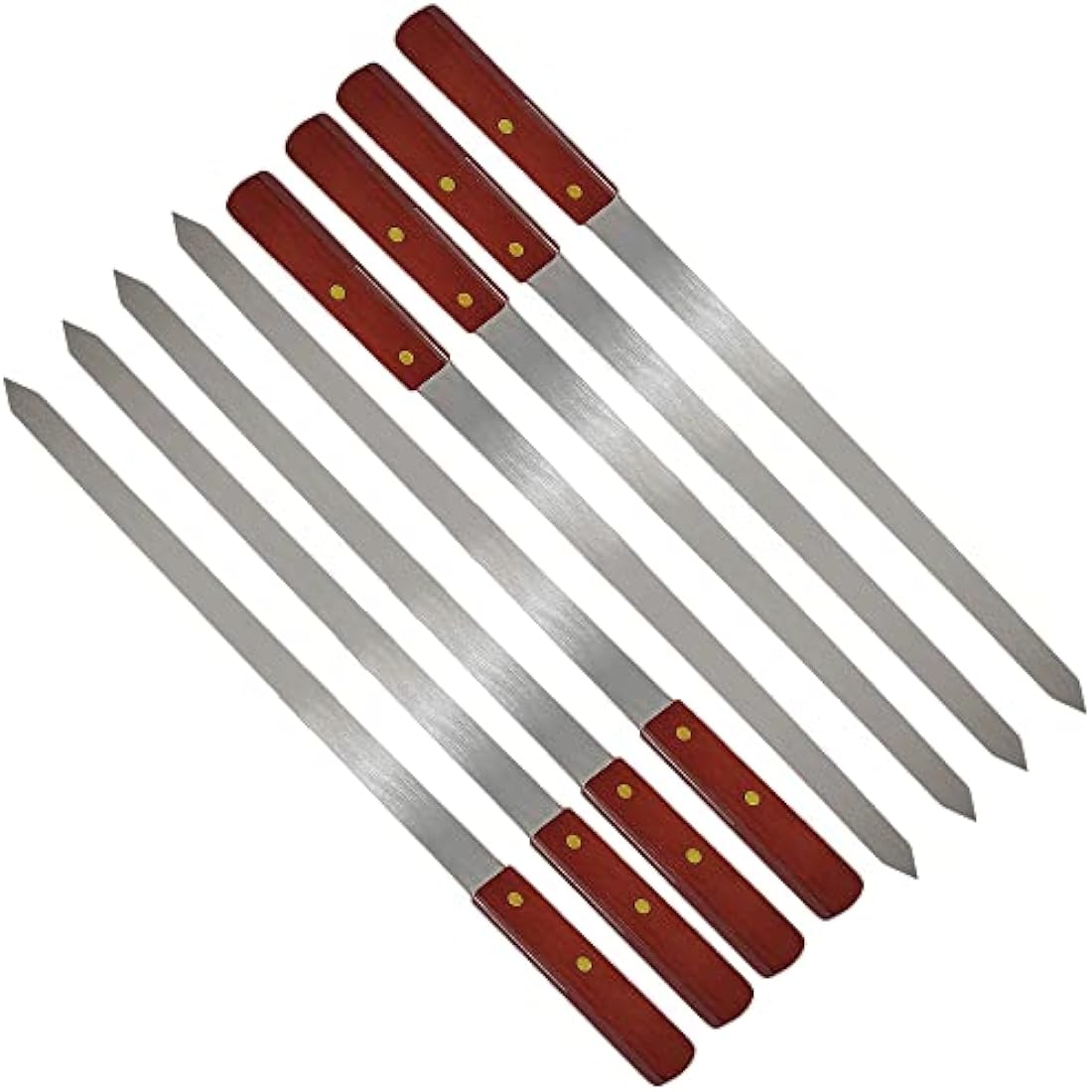 8Pcs Stainless Steel Flat Kebab Skewers, 24 inch Turkish Adana Skewers for BBQ Grill Accessories