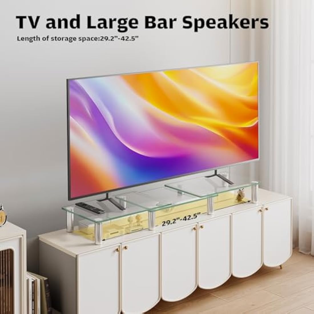 Hemudu Dual Monitor Stand - Adjustable Length and Angle Dual Monitor Riser, Computer Monitor Stand, Desktop Organizer, Monitor Riser for PC, Computer, Laptop (Clear)