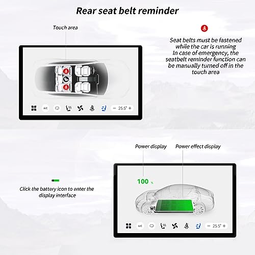 7.2inch Rear Seat Display Screen for Tesla Model 3 Y, 4GB 32GB HD 1280x800 IPS LCD Touch Screen, Support Bluetooth, Android 11.0, Seat Adjustment Rear Seat Display Panel (20pin)