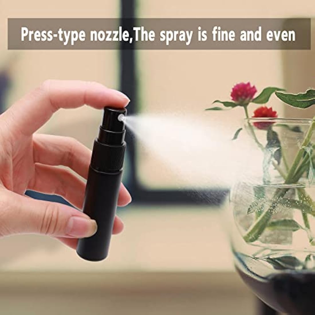 Unxuey 10 pcs 10 ml Pure Black Perfumes Spray Bottles, Glass Empty Dispenser Atomizer Refillable Sample Container for Various Water based Liquids with 10 Funnels+5 Droppers