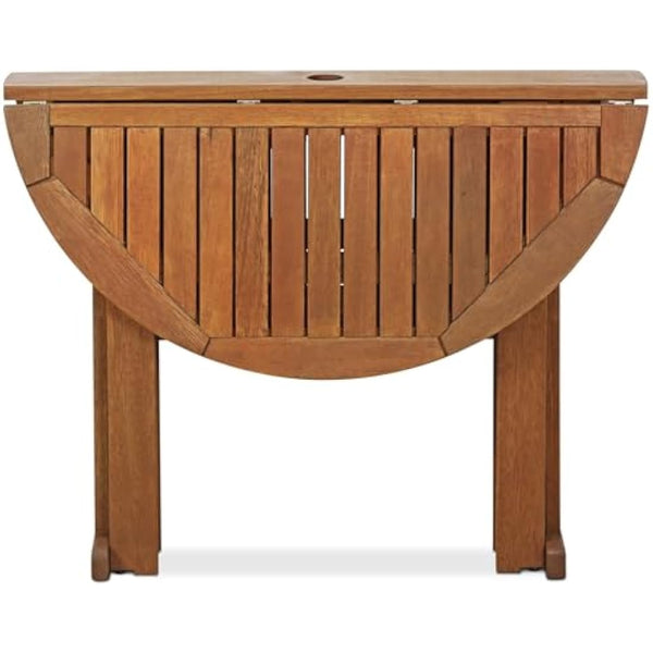 Furinno FG17035 Tioman Hardwood Patio Furniture Gateleg Round Table in Teak Oil, Natural