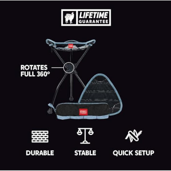 GRAND TRUNK Compass 360 XT Extra Tall Swivel Stool - Compact 260lb Capacity Portable Outdoor Seat for Camping & Travel (Brown)
