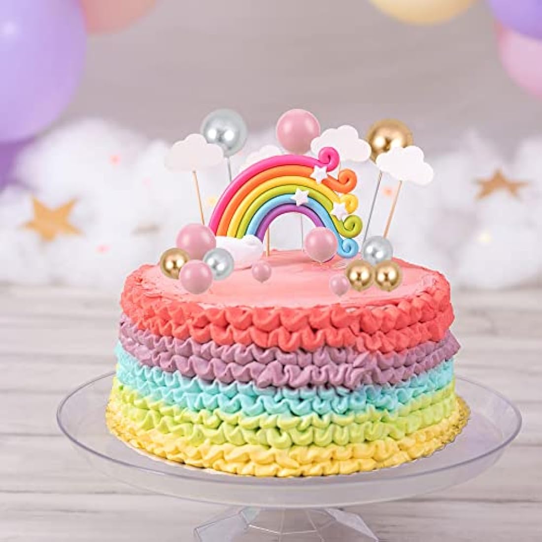 Gyufise 30Pcs Balls Cake Topper Foam Ball Cake Picks Mini Balloon DIY Cake Insert Topper Decoration for Baby Shower Wedding Anniversary Kids Birthday Party Cake Decorations Gold Silver Pink