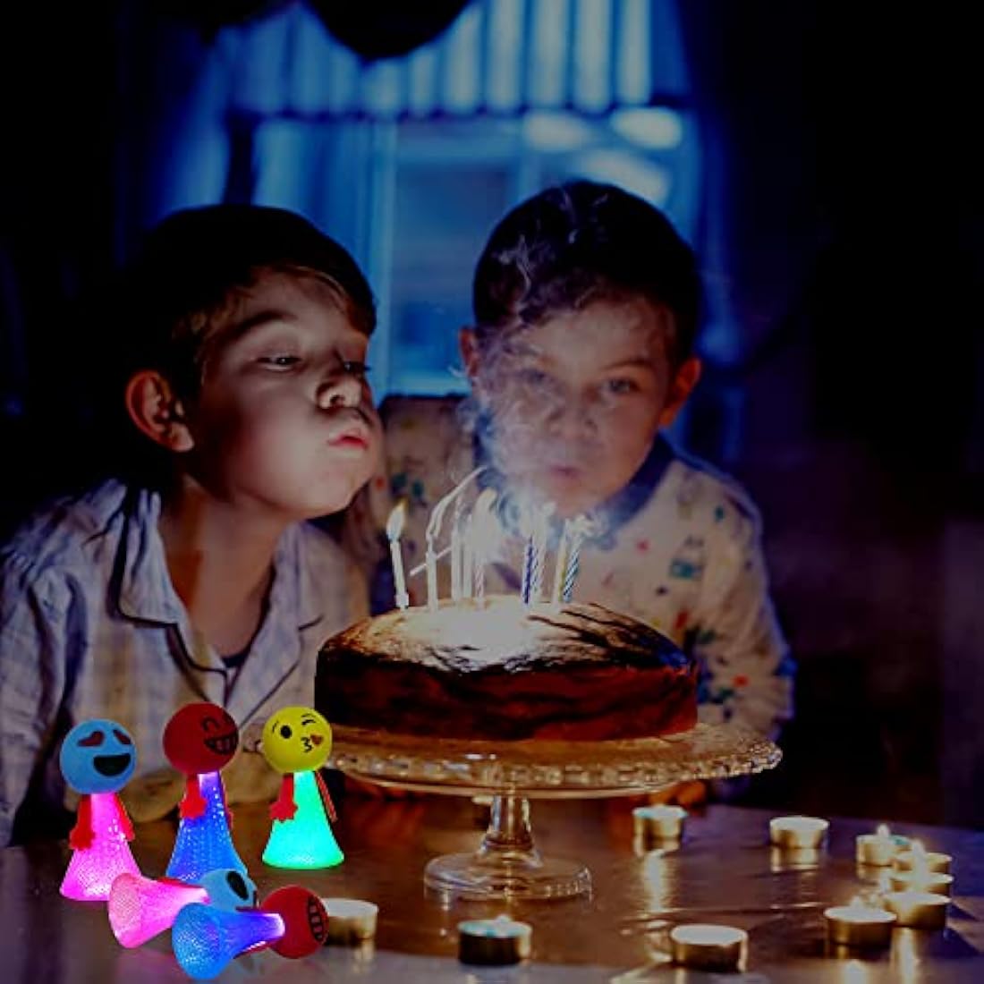 Ainiv 12PCS LED Emoji Creative Bouncing Dolls, Jumping Elf Fidget Toys, Kids Party Bag Fillers, Novelty Cool Spinning Toy, Stress Relief Toy, Funny Jump Bounce Elf Fly Toy for Party Supplies Christmas