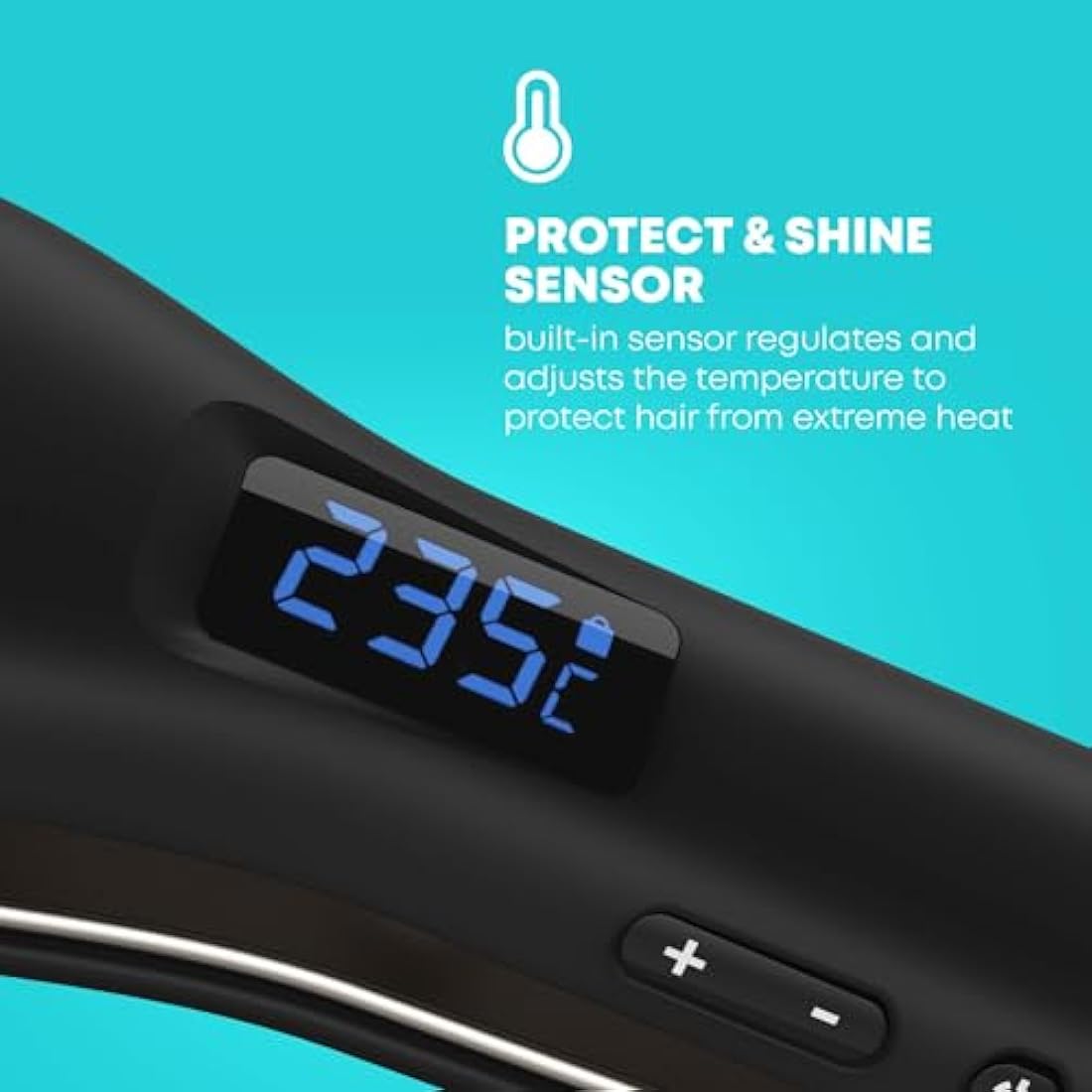 REVAMP Hydro Shield X Shine Ceramic Hair Straighteners - Long Plates for Fast One Stroke Styling, Straightening, Smart Sensor Heat Protection, 4 Ionic Jets - Salon Professional Hair Straightener