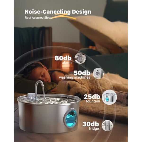 Dog Water Fountain for Drinking: Stainless Steel Cat Water Fountain for Drinking - 7L/236oz/1.8G Quiet Pet Fountain Water Bowl - Convenient Handle-Design - for Large Dogs Cats & Multi-Pets Home