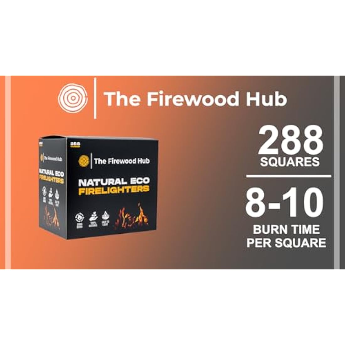 Fire Lighters - 288 Pack Natural Firelighters Made from Wood Fibre and Wax - Long Burn Time Up to 10 Minutes - Ideal Fire lighters for Wood Burners, Camping, Fireplaces, and BBQ