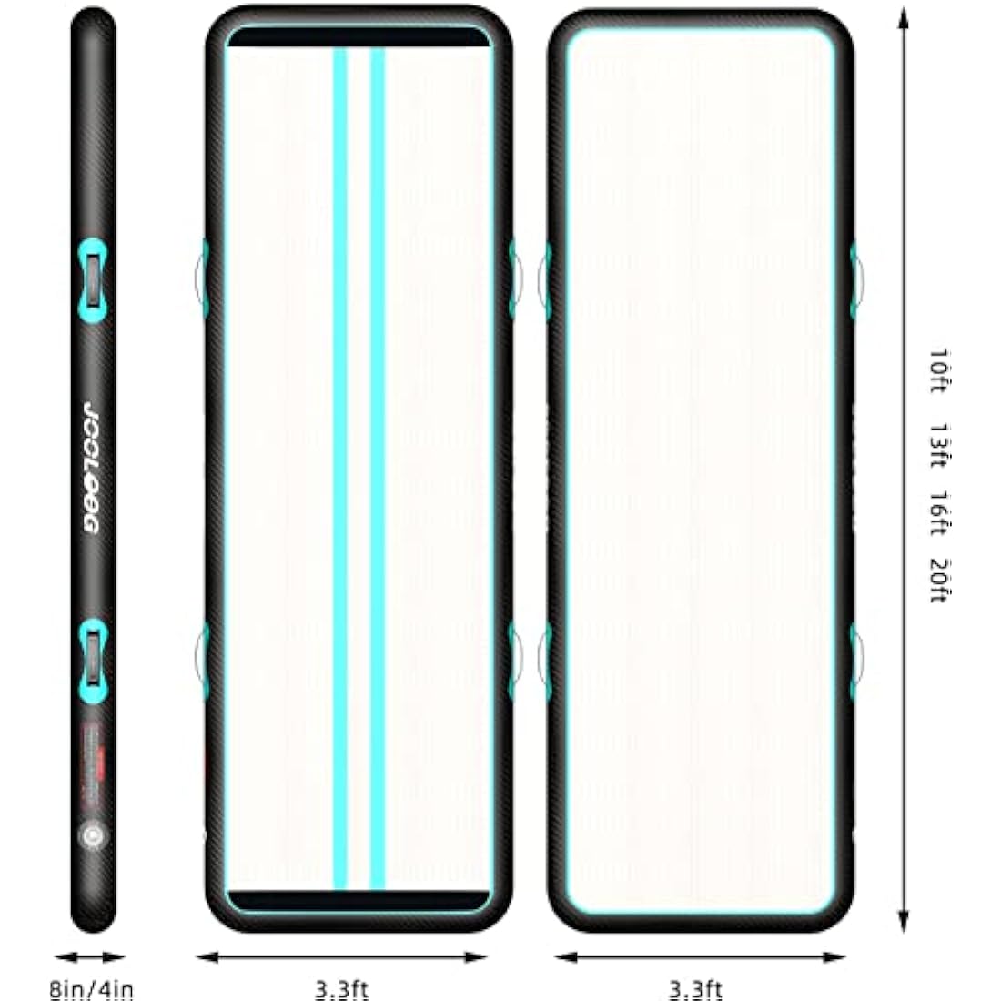 JOOLOOG Premium Air Tumbling Gymnastics Mat 2M 3M 4M 5M 6M Inflatable Air Tumble Mat for Kids Gymnastics Thick 10cm/20cm with 650W Electric Air Pump