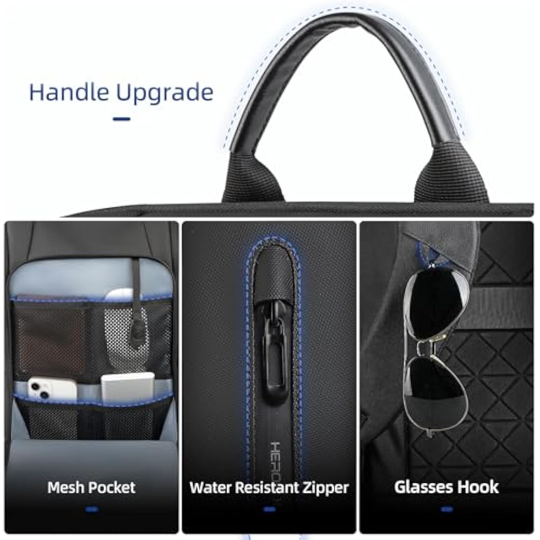 HEROIC KNIGHT Travel Laptop Backpack, Water-Resistant 15.6 Inch Business Laptop Rucksack Bag with USB Charging Port, Anti-Theft Carry on Backpack, High-Tech Casual Daypack for Work Office College