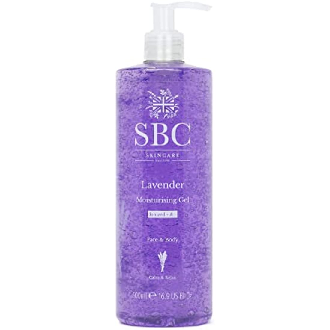 SBC Skincare Lavender Moisturising Gel - 500ml | Lavender Moisturiser For Face And Body | Lavender Body Lotion | Vegan Friendly Gel With Lavender Oil | Cooling After Sun Gel