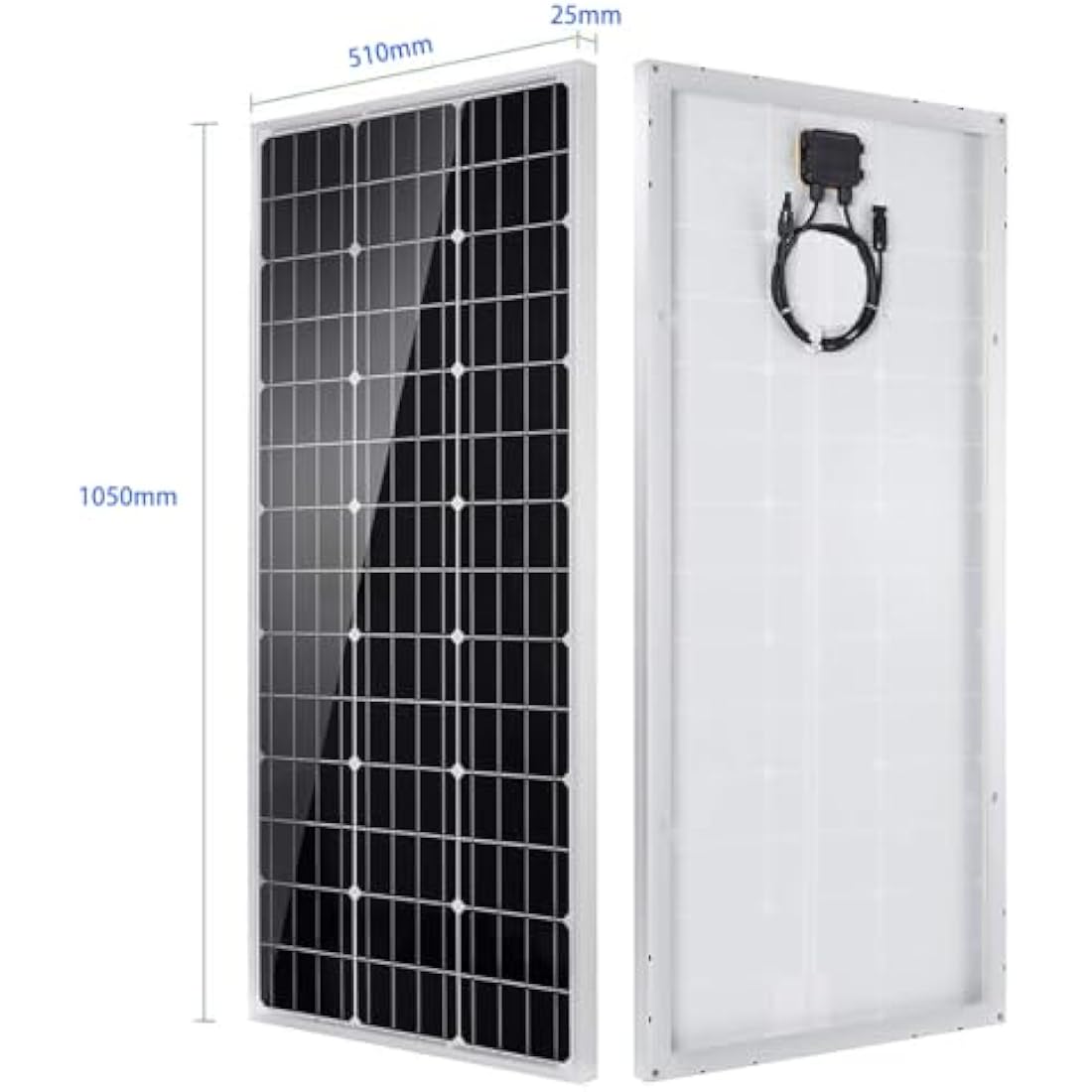 100W Solar Panel 12V Battery Chager + 20A PWM Charge Controller + Extension Cables+ Z Mounting Brackets…