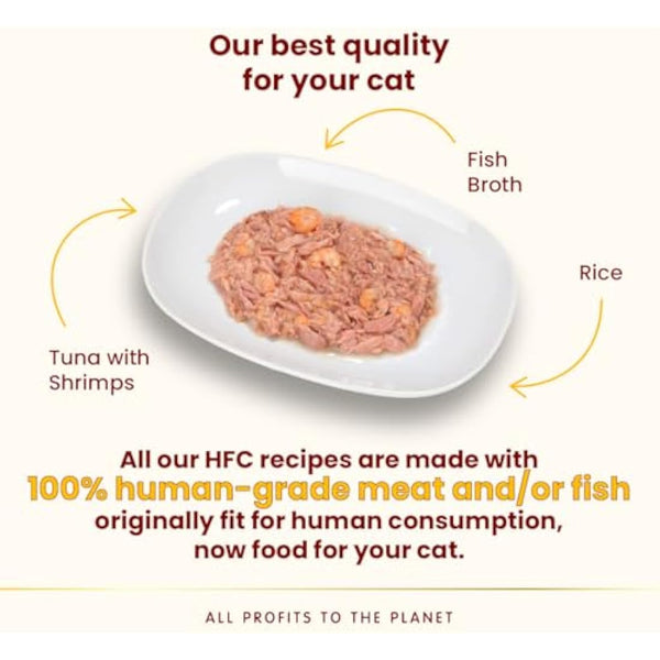 Almo Nature HFC Natural - Wet Cat Food for Cats - Tuna and Shrimps - Gluten-Free, Grain-Free, Human-Grade, Monoproteic - 70g (Pack of 24)