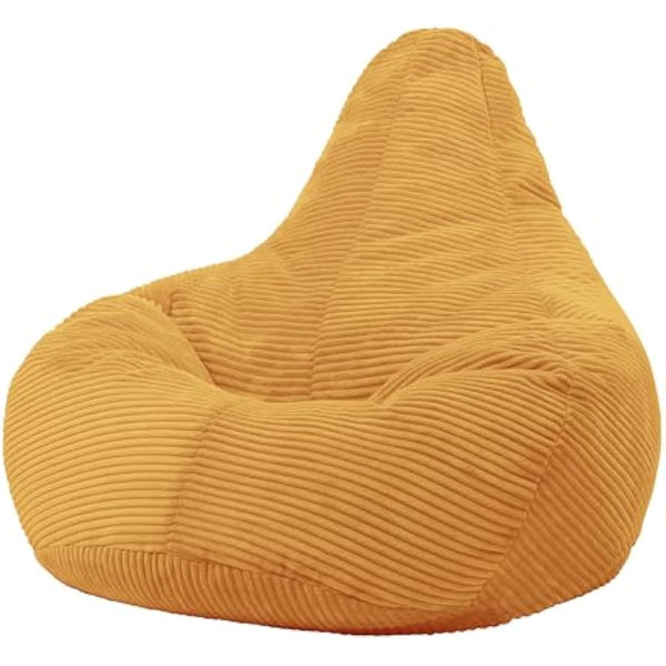 icon Dalton Cord Recliner Bean Bag, Ochre Yellow, Large Adult Bean Bag Chair with Filling Included, Comfy Chair, Living Room Furniture, Bedroom Furniture
