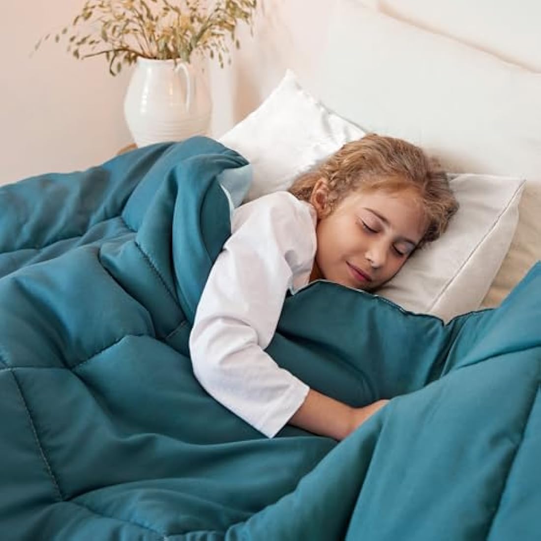 Exclusivo Mezcla 7.5 Tog King Size Duvet All Seasons, Ultra Soft Reversible Coverless Duvet, Lightweight Down Alternative Comforter, 230x220 cm Dusty Teal/Spa Blue