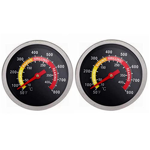 2 pcs BBQ Grill Temperature Gauge, Charcoal Smoker Barbecue Grill Thermometer BBQ Temp Gauge