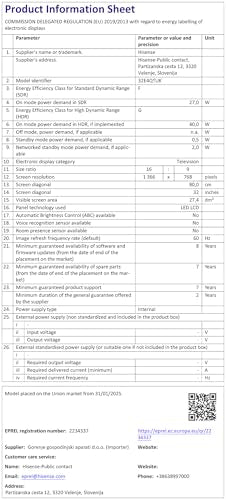 Hisense 40" 40E4QTUK FHD LED TV with Freely - Direct Lit LED, Dolby Audio, Natural Colour Enhancer, Games Mode, Sports Mode with Freely, Disney +, YouTube, Netflix