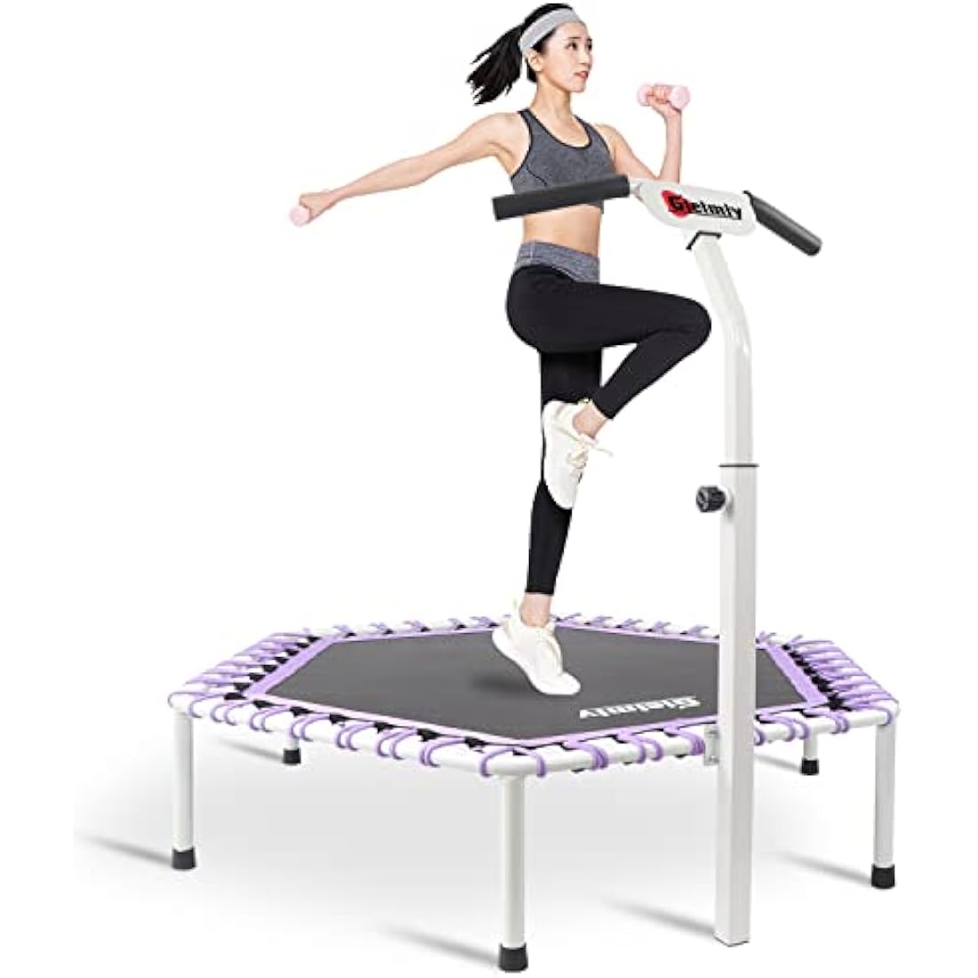 Gielmiy Fitness trampoline, 48" Silent Mini Trampoline Bungee Rebounder Jumping Cardio Trainer Workout for Adults - Maximum Load 150 kg
