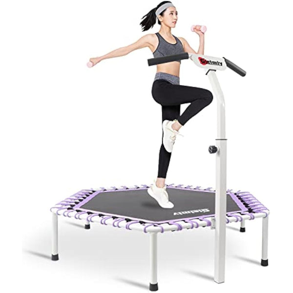 Gielmiy Fitness trampoline, 48" Silent Mini Trampoline Bungee Rebounder Jumping Cardio Trainer Workout for Adults - Maximum Load 150 kg