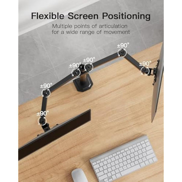 HUANUO Dual Monitor Stand for 13-30 Inch Screens, Adjustable Dual Monitor Arm with Tilt Swivel Rotate,10KG per Arm, Double Computer Sceren Stand Fit 75 100 VESA Mount
