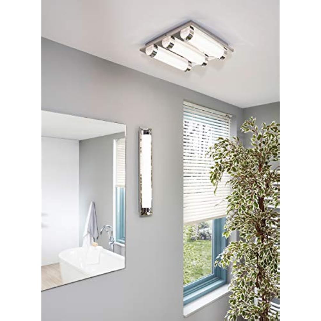 Eglo 97055 TOLORICO LED Bathroom Wall or Ceiling Light in Chrome and Crystal