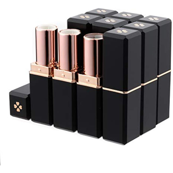 Allwon 10Pcs Black Empty Lipstick Tubes DIY Lip Balm Container (Square Tube)