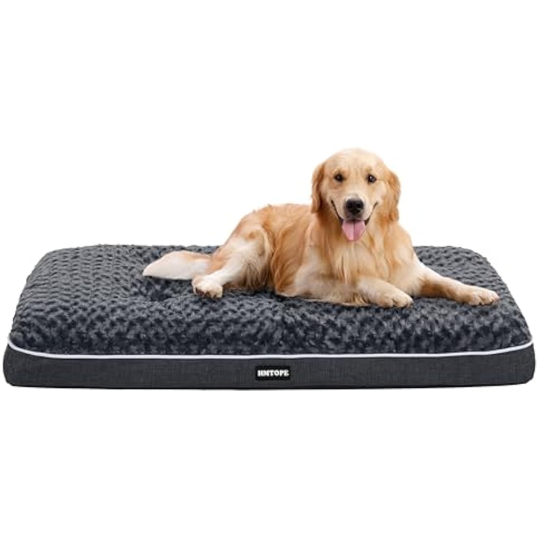 HMTOPE Orthopaedic Dog Bed, Double Deck Design, Washable Dog Cushion, Removable Dog Basket, 105 cm for Medium Dogs, Dark Grey