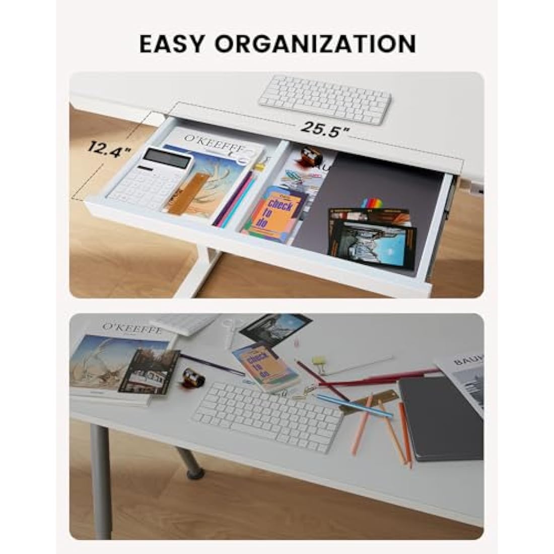 ErGear Electric Standing Desk, 120 x 60cm Height Adjustable Standing Desk with Drawer & 2 Charging Ports, 3 Memory Standing Up Desk for Home Office (White Top+White Frame)