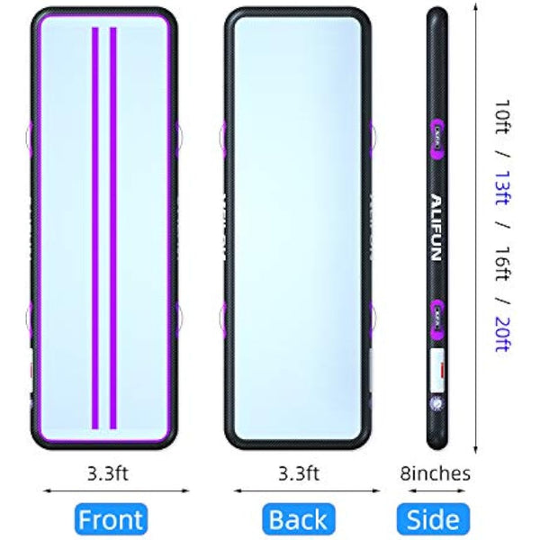 ALIFUN Inflatable Air Tumbling Mat Gymnastics Tumble Mat 6FT 10FT 13FT 16FT 20FT Training Mat Thick 10CM 20CM with Electric Air Pump