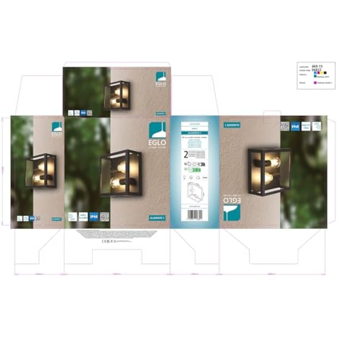 Eglo Alamonte 1 Outdoor Ceiling lamp, 2-Flame Outdoor Wall Light, Black galvanised Steel with Clear Glass Ceiling Light, E27 Socket, IP44