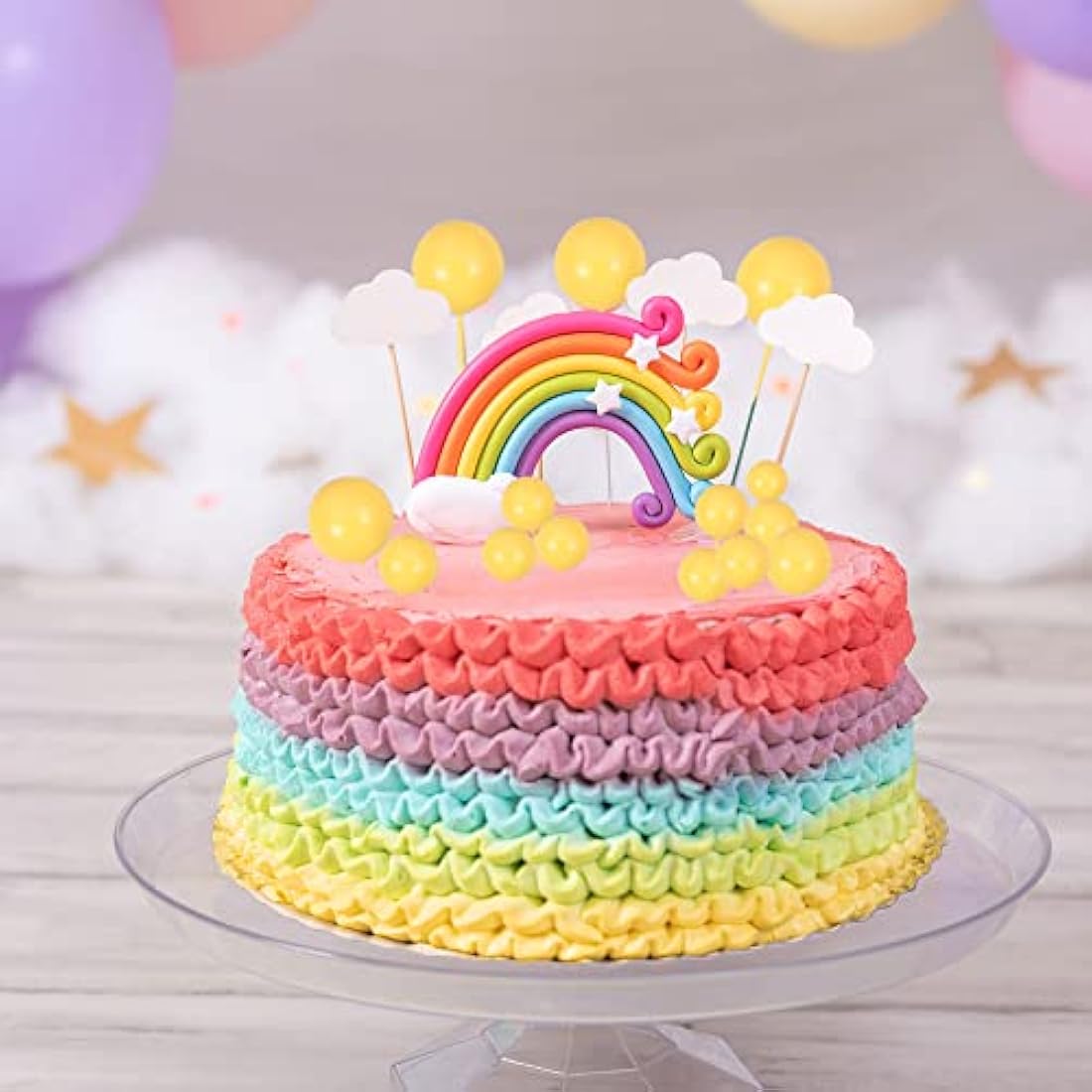 Gyufise 30Pcs Balls Cake Topper Foam Ball Cake Picks Mini Balloon Cupcake Insert Bubble Balls DIY Decoration for Baby Shower Wedding Anniversary Kids Birthday Party Cake Decorations Yellow