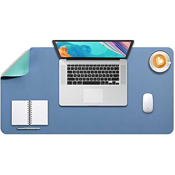 DOBAOJIA Desk Pad X-Large, Desk Mat, Desk Blotter, Laptop Pad, Extended Mouse Mat, Mouse Pad XXL, Writing Pad for Office/Home, Dual-Side Use PU Leather Waterproof 31.5" X 15.7"(Steel Blue/Green)