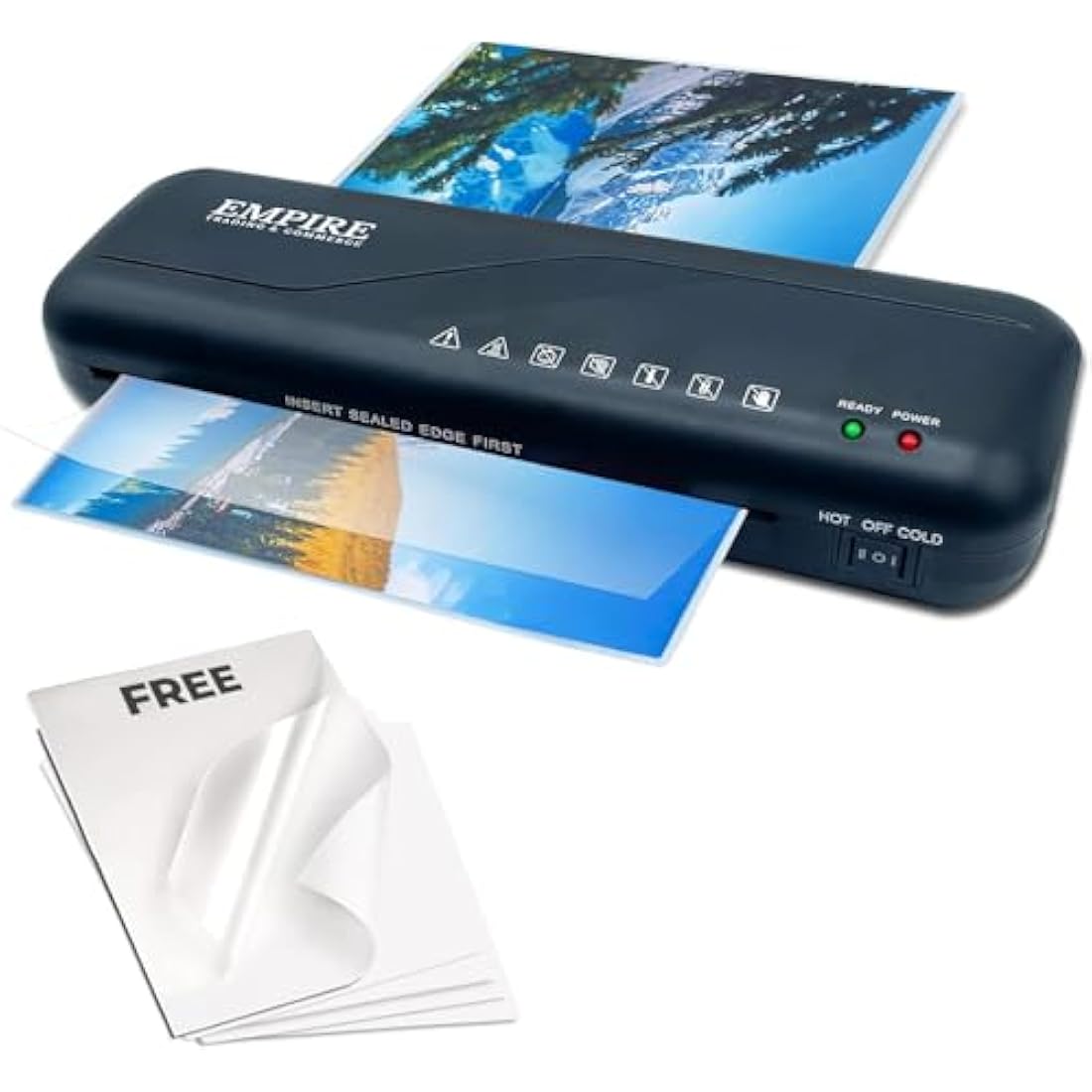 Empire Laminator, Laminating Machine with 5 Pouches, Hot and Cold Machine, A4 Thermal Laminator for Home, School and Office Use