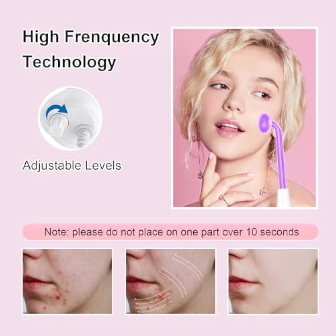 Yofuly High F-requency Face Wand with 4 Violet Beauty Stabs, Portable High F-requency Facial Machine, Professional Skin Tightening Machine for Facial Beauty, Face Device for Skin Care Home Salon Use
