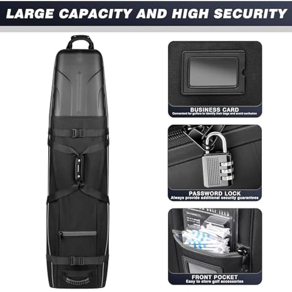 CHAMPKEY Golf Travel Bag Flight with Wheels | With Sturdy Plastic Hard Case Top | Premium Oxford Fabric Golf Bag - High Performance Bag Travel Case