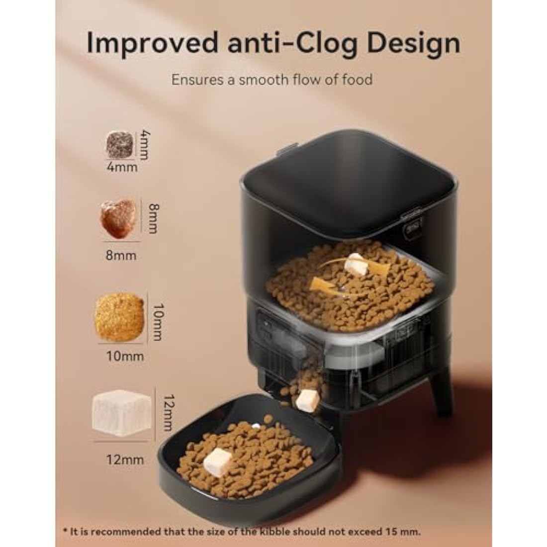 APETDOLA Automatic Cat Feeder, 4L Pet Food Dispenser with Timer, Cat Feeder with 1-6 Meals per Day, Dual Power Supply (AC/DC), Voice Recorder, Automatic Feeders for Cats and Puppy - FD30(Black)