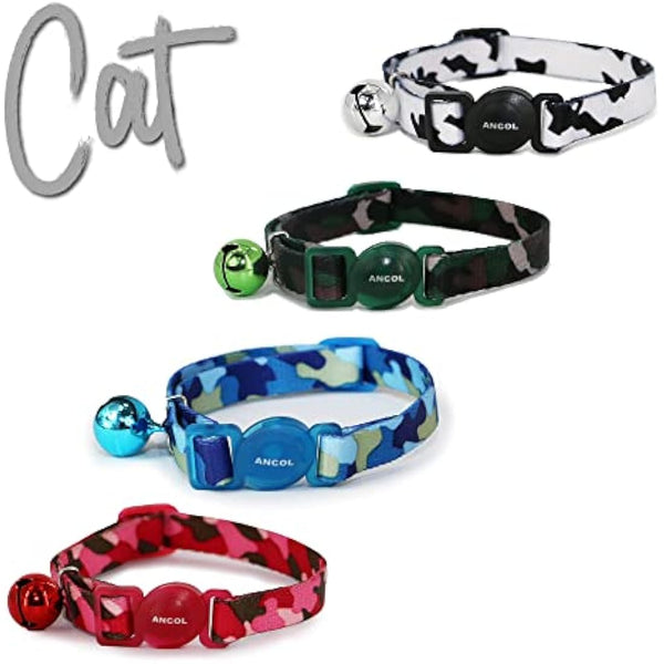 Ancol Camo Safety Cat Collar in Green - Comfortable Pet Accessory with Break Away Buckle - Kitten Training Neckband
