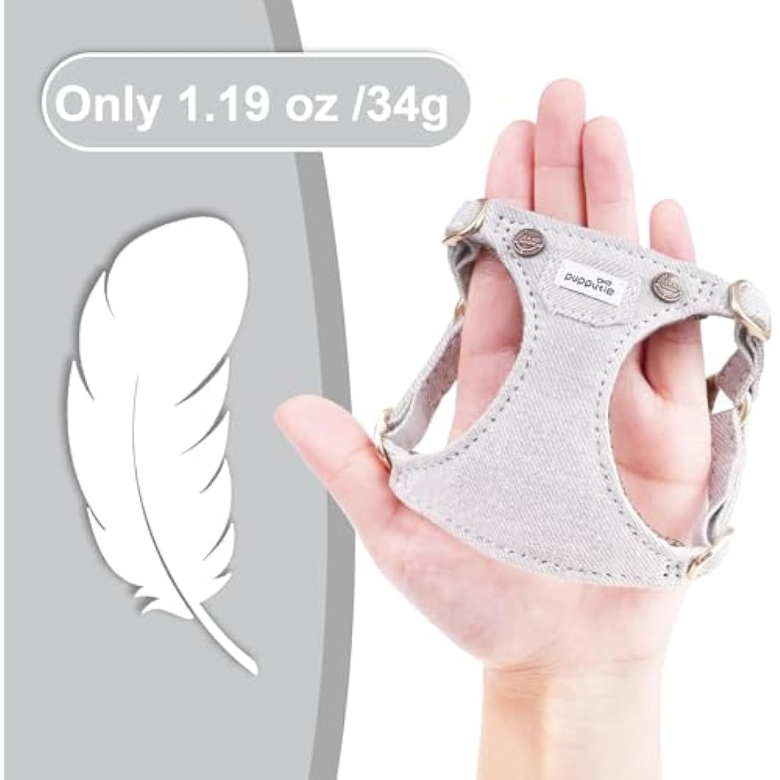 Puppytie Dog Harness with Multifunctional Dog Leash Soft Adjustable No Choke Escape Proof Denim Grey XS