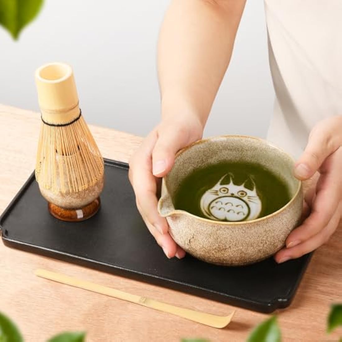 EOIMS Japanese Matcha Tea Set,Ceramics Match Bowl with Spout,Included Handmade Ceramic Whisk Holder, Matcha Whisk (Chasen) and Scoop,Perfect Matcha Ceremony Kit for Traditional Tea Ceremony