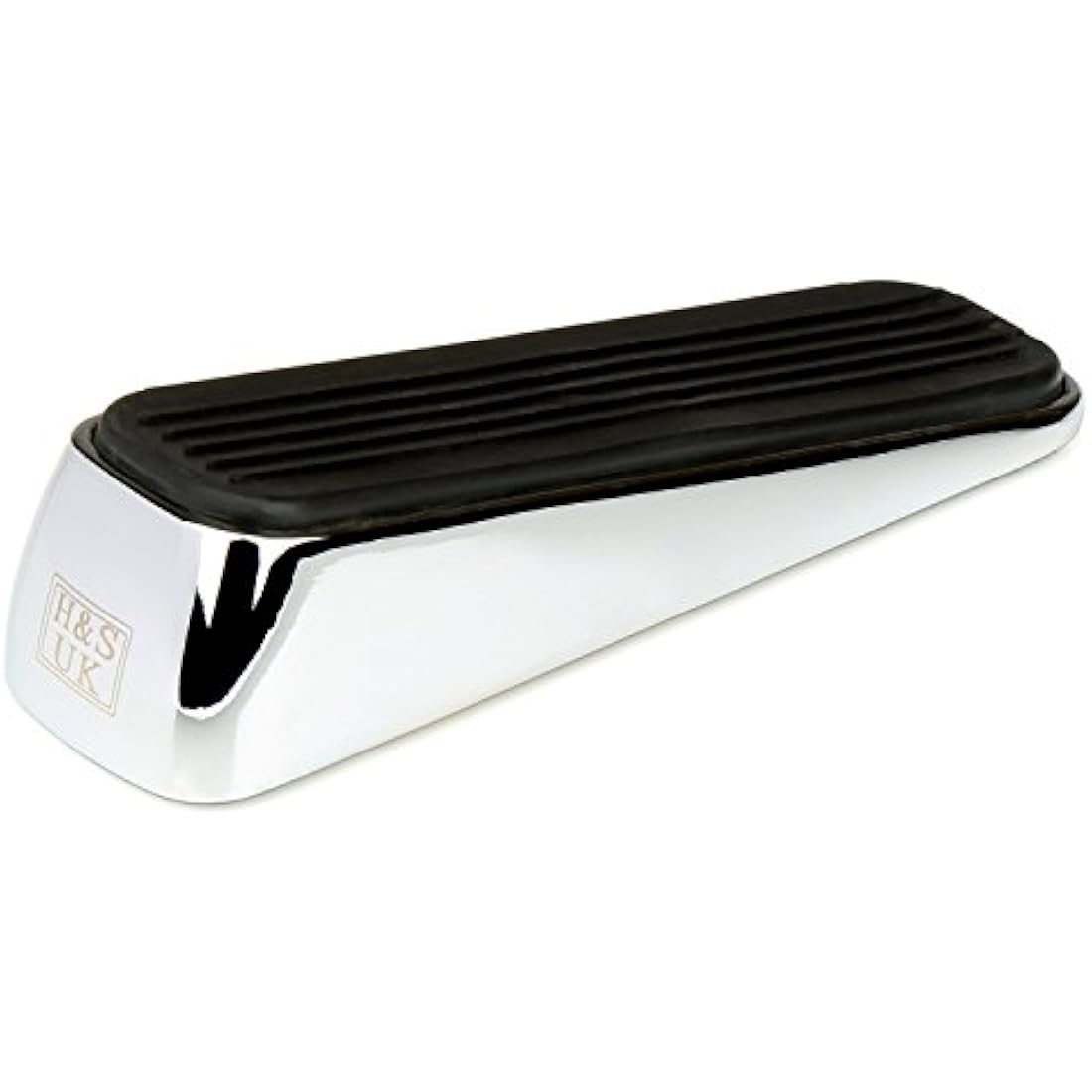 H&S 2 Stainless Steel Door Wedge - Heavy Duty Door Stop - Metal Doorstop Bumper Buffer with Rubber - Wedges Indoors Rubber - Weighted Stopper for Balcony Outdoor Indoor