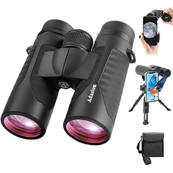 12x42 HD Binoculars for Adults High Power with Phone Adapter and Tripod- Super Bright Binoculars with Large View- Lightweight Waterproof Binoculars for Bird Watching Stargazing Cruise Travel Hiking